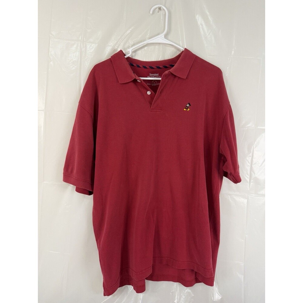 Disneyland Walt Disney World Mickey Mouse Polo Shirt Mens L Red Embroidered